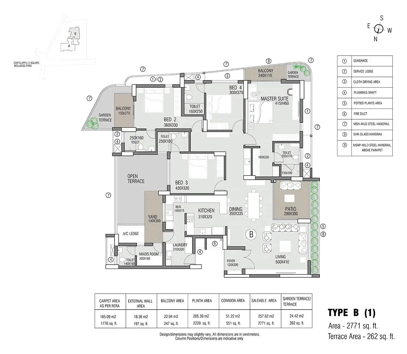 2 BHK apartment layout at Provident Equinox 6