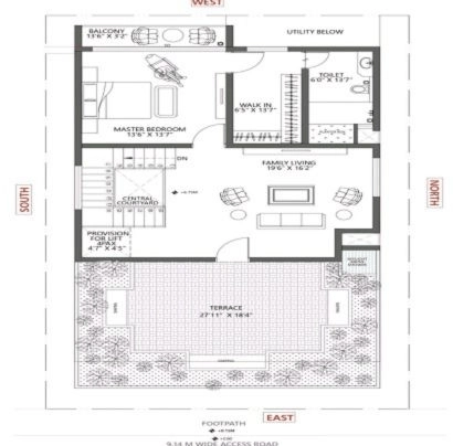 Sample 3 BHK apartment layout plan at Provident Sunworth City