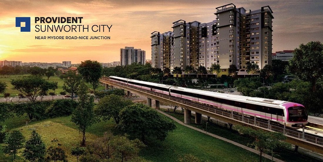 Modern residential towers at Provident Sunworth City, upcoming homes off Mysore Road, Bengaluru